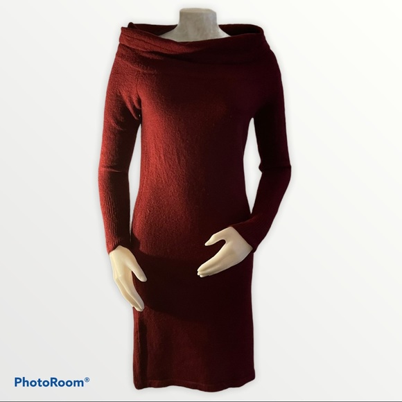 burgundy cowl neck sweater dress Cowl Neck Textured Jersey Dress